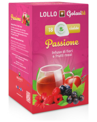Lollo Caffè Pads Passione – Früchtetee mit roten Blüten & Beeren – 18 E.S.E.-Pads (kompostierbar)