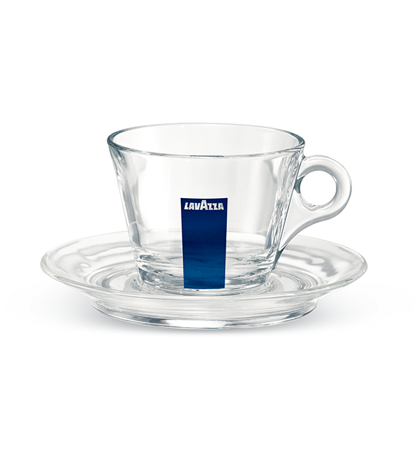 Lavazza – Kaffee und Cappuccino Tassen + Untertassen aus Glas